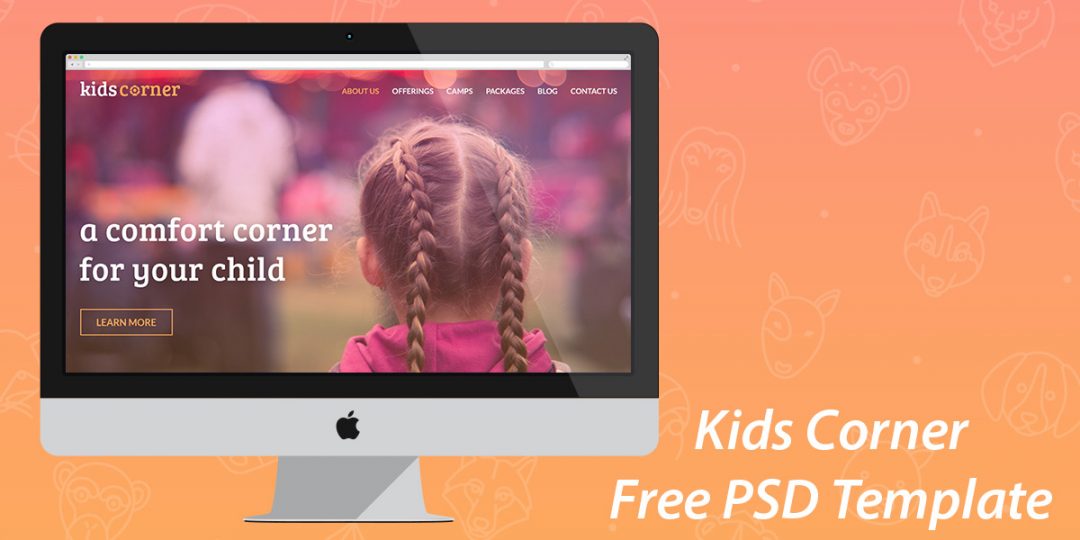 Kids Corner v2, A Free One-Page Kids Website PSD Template
